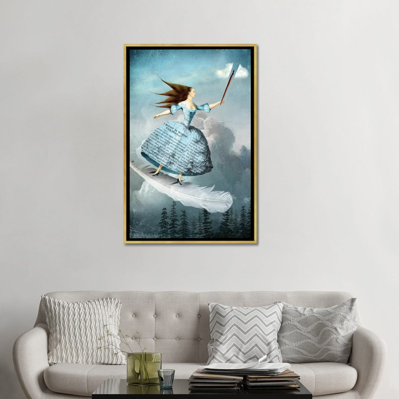 «Knight of Swords» par Catrin Welz-Stein - impression d'art graphique, H 48 po x l 32 po x P 1,5 po, Toile encadrée d'or