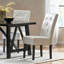 Chaise avec accoudoirs en cuir ivoire et pieds espresso CARTER 5-TUFT KD CARTER