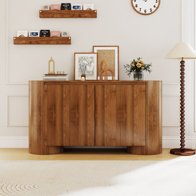 59"W Curved Sideboard，oval Storage Cabinet With Doors