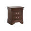 Petite table de chevet traditionnelle en bois avec 2 tiroirs et une poignée en métal-534610846