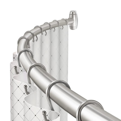 Curved Shower Curtain Rod,Round Shower Curtain Rod 48-72 Inches Adjustable, Rounded Bowed Stainless Steel Shower Rods For Bathroom, Bathtub, More Shower Space, Brushed Nickel, Need To Drill