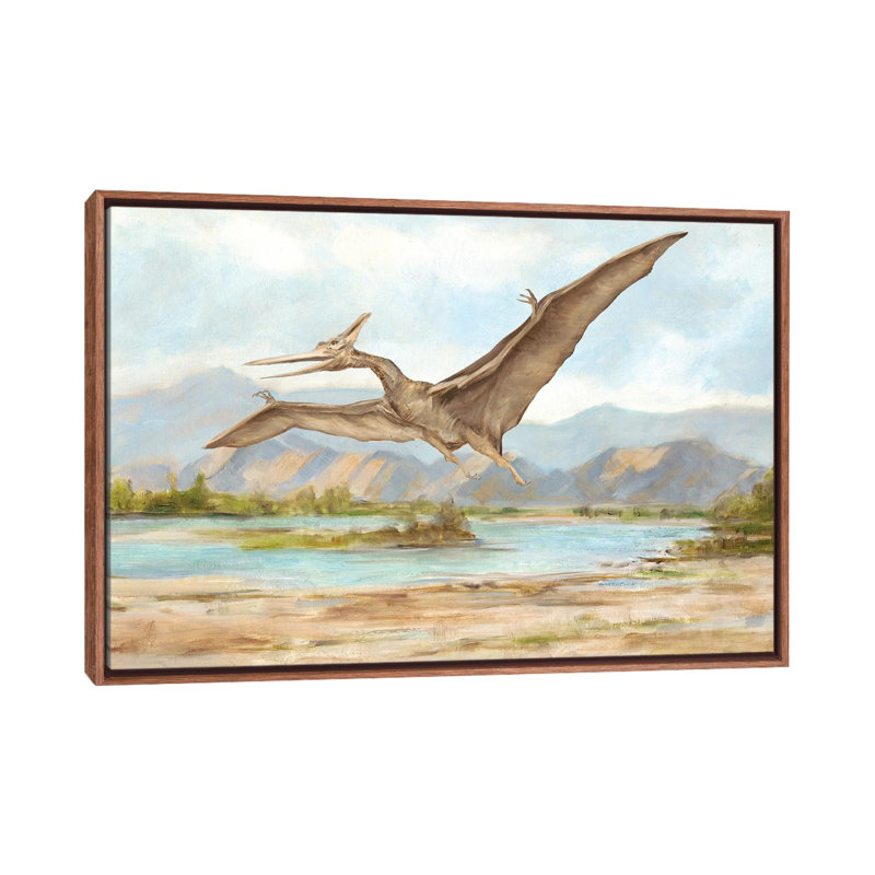 «Dinosaur Illustration VI» par Ethan Harper - reproduction, H 26 po x l 40 po x 1,5 po, Toile avec cadre en bois classique