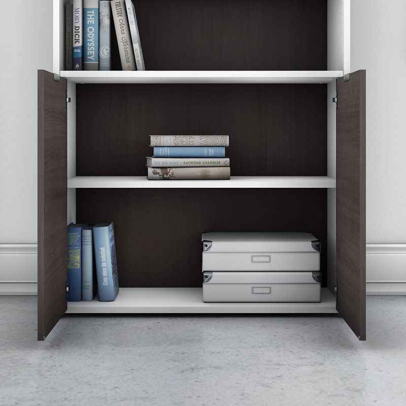 Jamestown 66" H x 36" W Standard Bookcase, White/Storm Gray