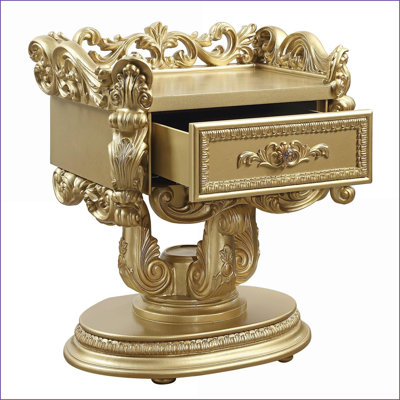 Table de chevet dorée à 1 tiroir pour le rangement dans la chambre à coucher