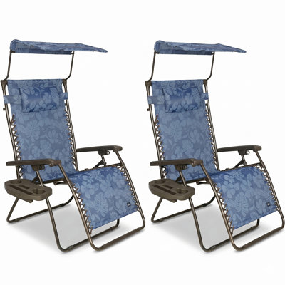  2 Pack 33" Wide XXL Zero Gravity Outdoor Lounge Chair with Canopy