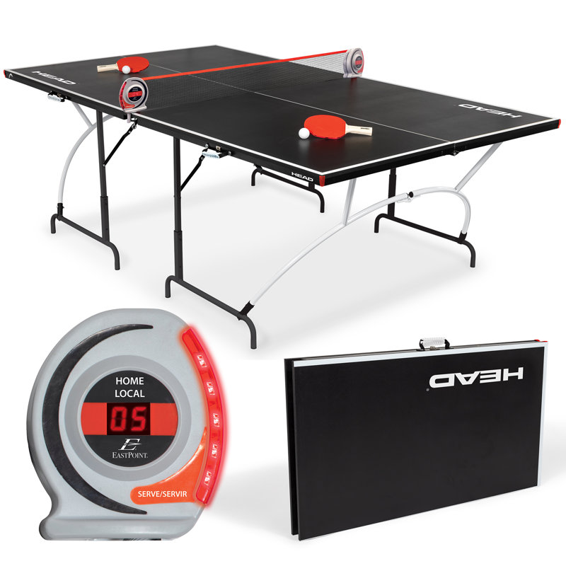 Junior Folding Black Table Tennis Table with Electronic Scorer