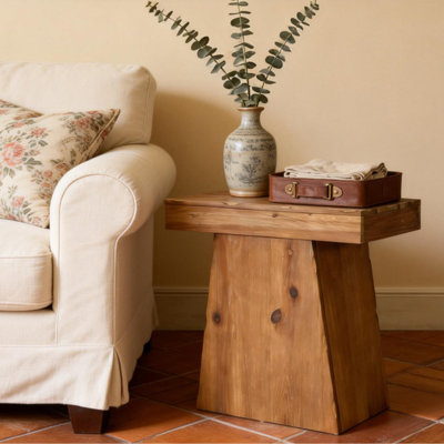 Solid Wood Top Pedestal Rectangular Side Table Set
