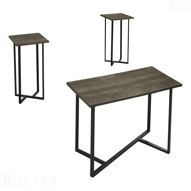 Ensemble de tables basses 3 pièces Contemporary Modern Modern, Marron foncé
