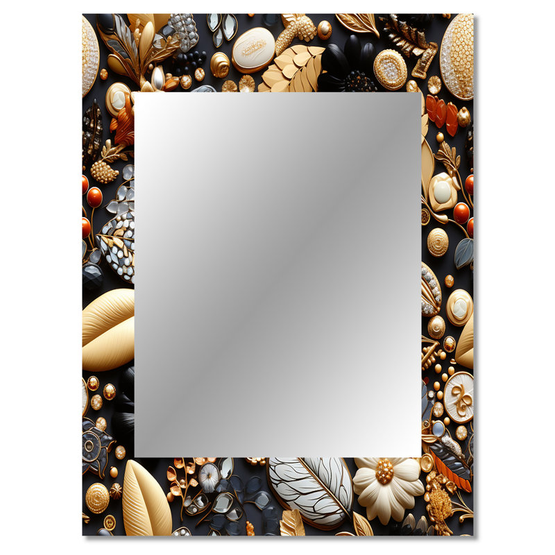 Zakyrie Black Jewerly Boho Chic - miroir boho, miroir mural unique Boho, impression d'art en métal, 40 po x 30 po