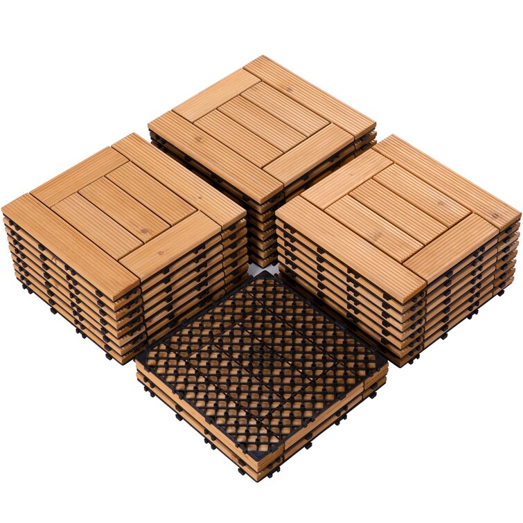 12 x 12 Wood Interlocking Deck Tile Yaheetech Color: Brown