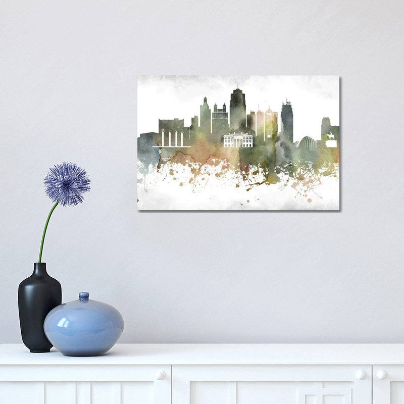 Kansas City Skyline 1 Piece Wrapped Canvas Painting, 30.48cm H x 45.72cm W x 1.905cm D