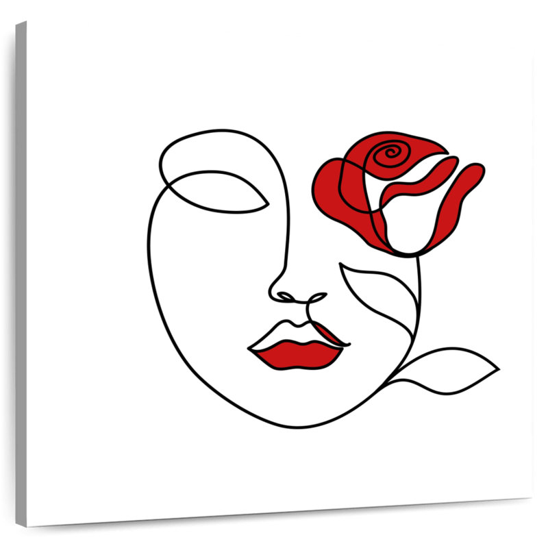Visage de femme Leisha avec rose, H 10 po x l 10 po