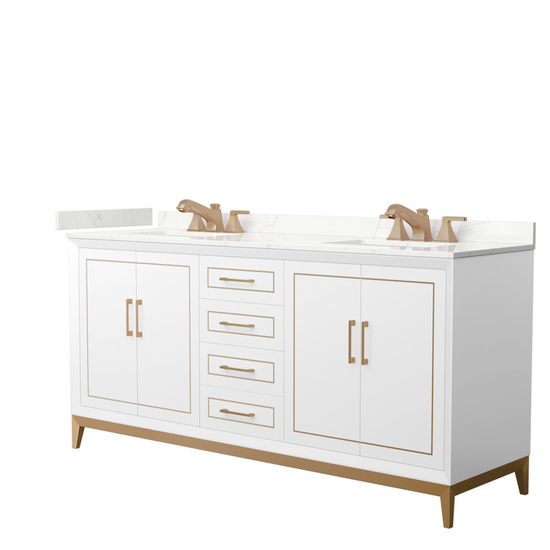 Meuble-lavabo double Marlena, WDX13306, Blanc, Noir mat