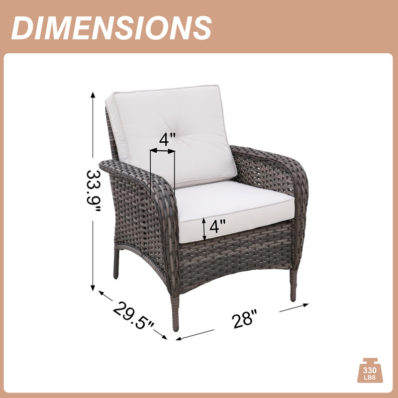 Chaises longues d'extérieur en rotin brun avec coussins beiges en osier (ensemble de 2)