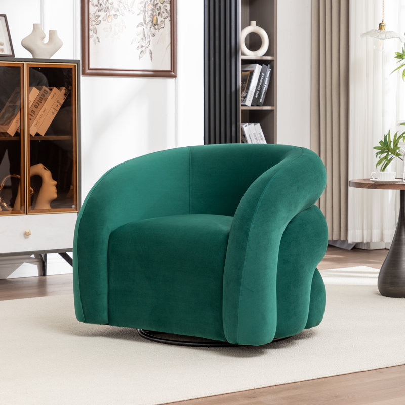 Fauteuil demi-tonneau rembourré et pivotant, Vert