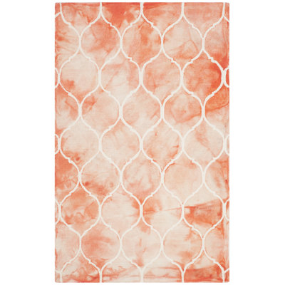 Coleman Hand Tufted Wool/Cotton Geometric Rug in Orange/Ivory