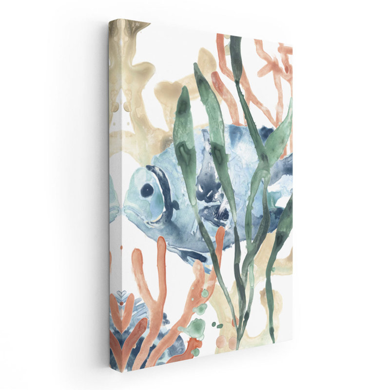 Décoration murale aquarelle poisson | Dans le varech II, H 30 po x l 20 po