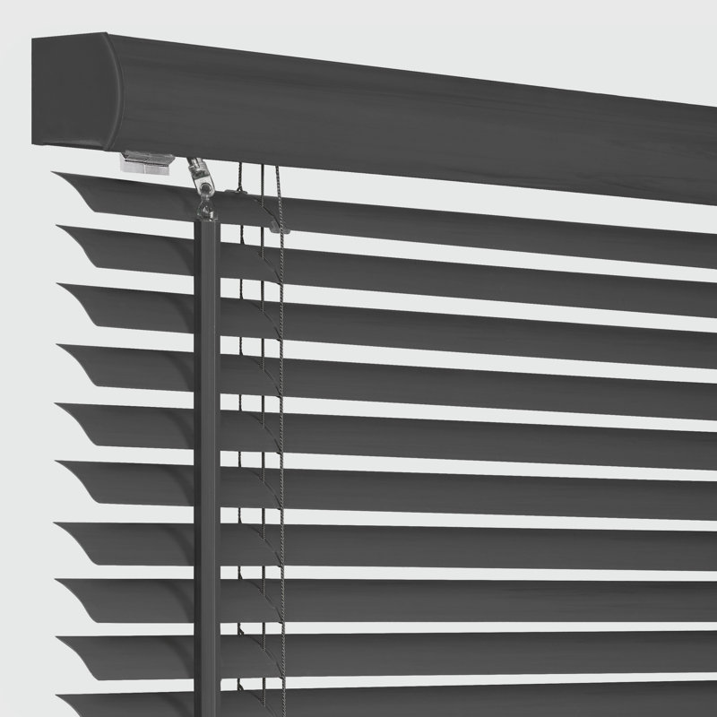 Cordless Window Blinds, Privacy & Light Filtering 1" Slats Vinyl Mini Blind, Black, 24"W x 64"L