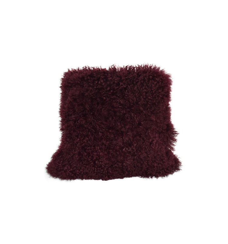 Tibetan Microsuede Throw Pillow, Cabernet, 20" x 20", Solid Color