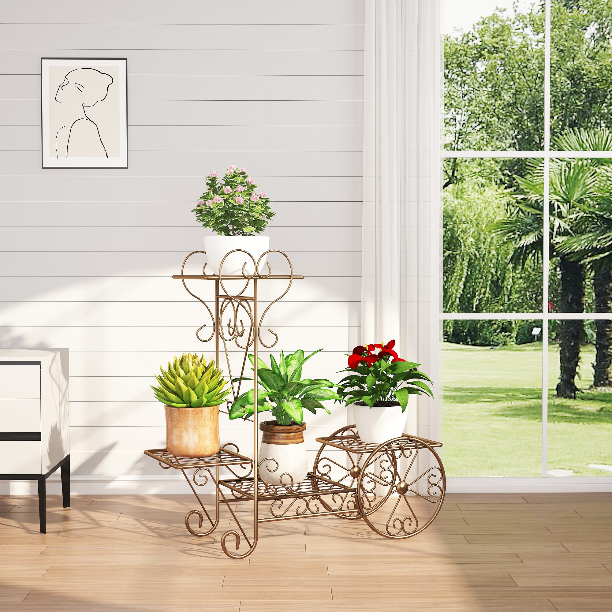 Lark Manor™ Aleni 4 Tier Plant Stand - Steel Multiple Tier Flower Pot ...