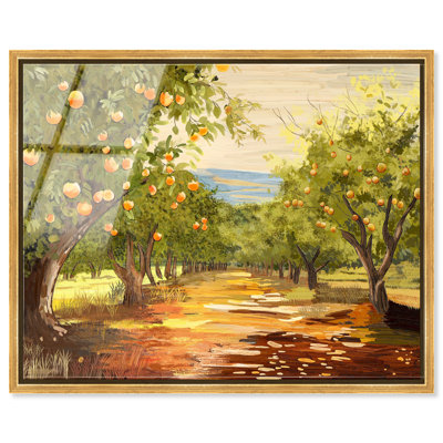 Monica Kapur Golden Orchard Lane Framed Acrylic Print Farmhouse Wall Art by Art Remedy, Gold Frame, 45 x 36