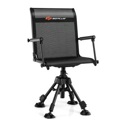 Goplus Swivel Hunting Chair W/4 360°adjustable Legs Folding Silent Swivel Blind Chair by Costway