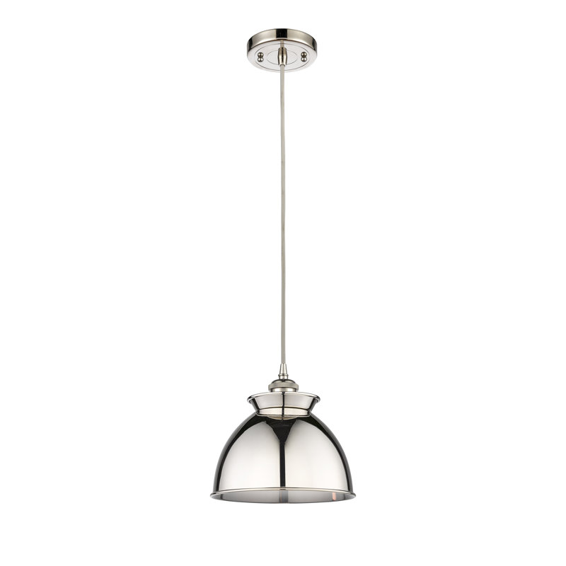 Luminaire suspendu 1 lumière, Nickel poli, Nickel poli, H 130 po x l 8,13 po x P 8,13 po