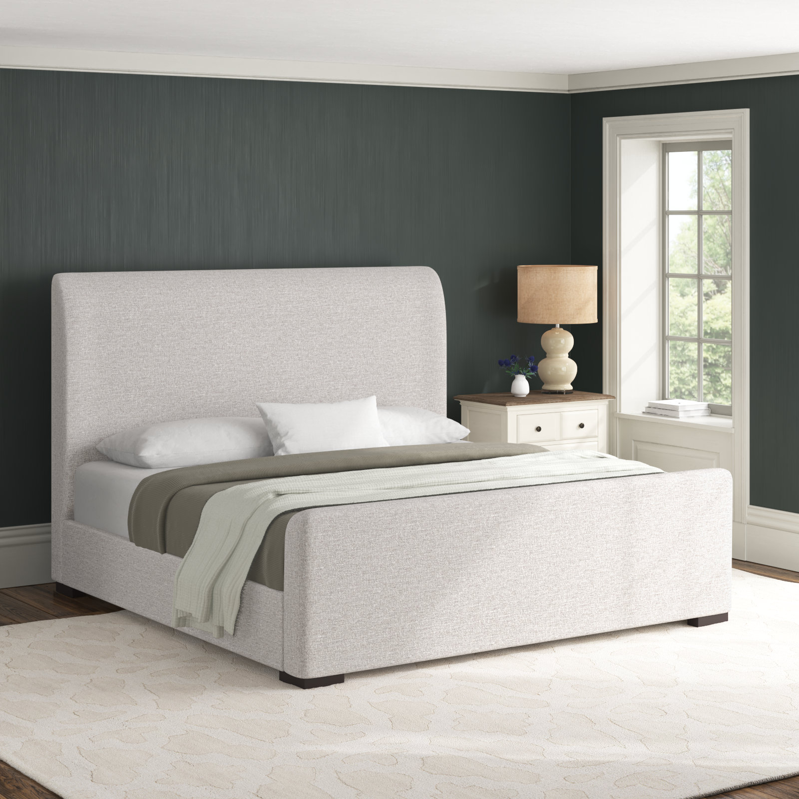 Scotty Upholstered Wingback Bed, King