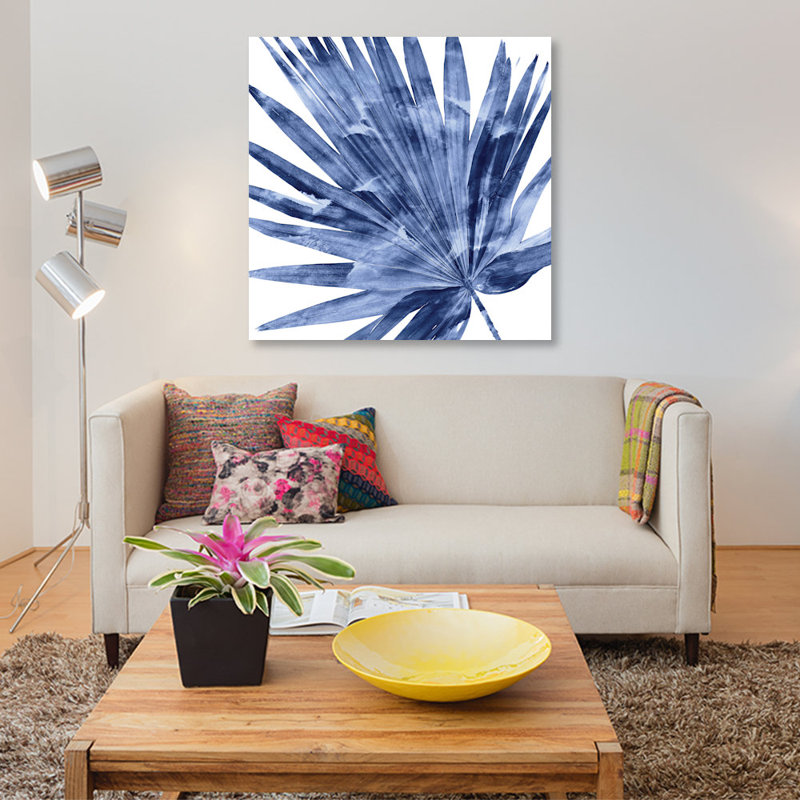 " Indigo Palm, Close-Up IV " by Melonie Miller, 48" H x 48" W x 1.5" D, No Mat, Wrapped Canvas