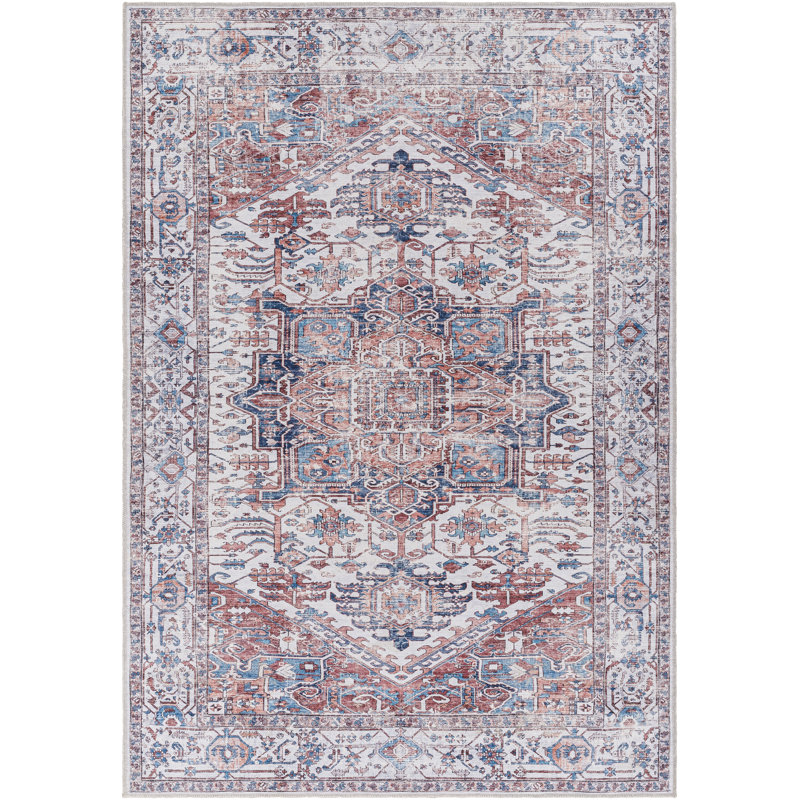 Westbrook Oriental Machine Woven Area Rug in Red/Blue, Rectangle 5'3" x 7'3"