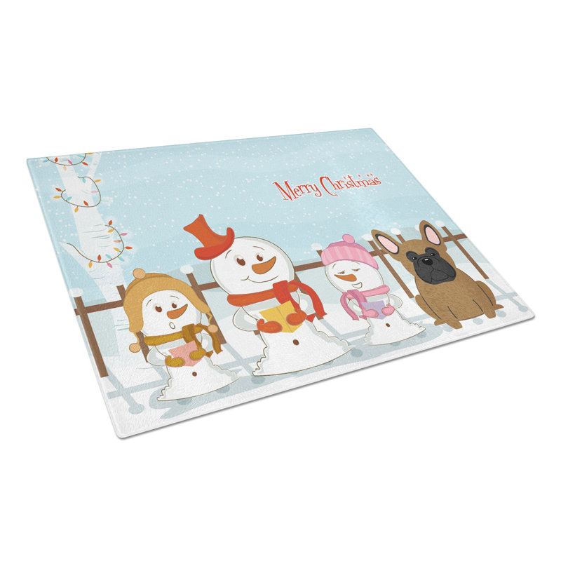 Planche à découper en verre Bouledogue français Carollynn, Brun