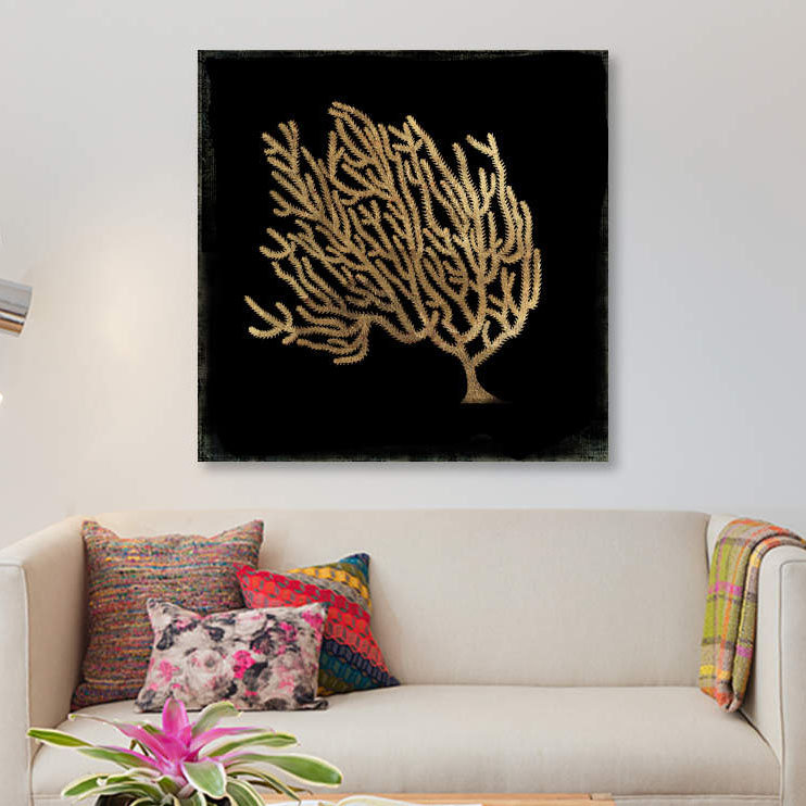 « gold corail iv », reproduction d’impression sur toile, H 26 po x l 26 po x P 1,5 po
