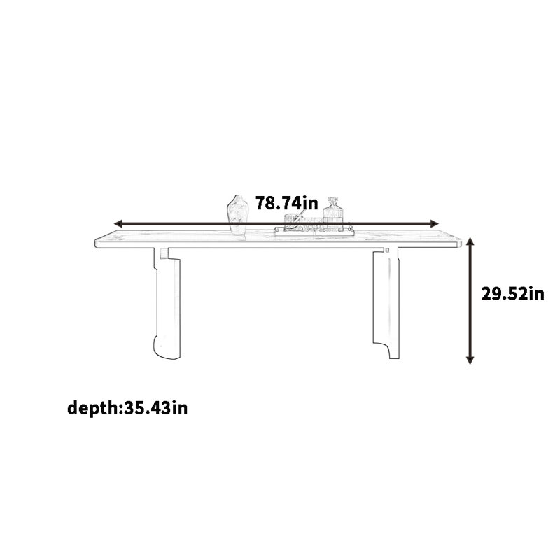La table de salle à manger minimaliste en pierre est robuste, H 29,52 po x L 78,74 po x l 35,43 po
