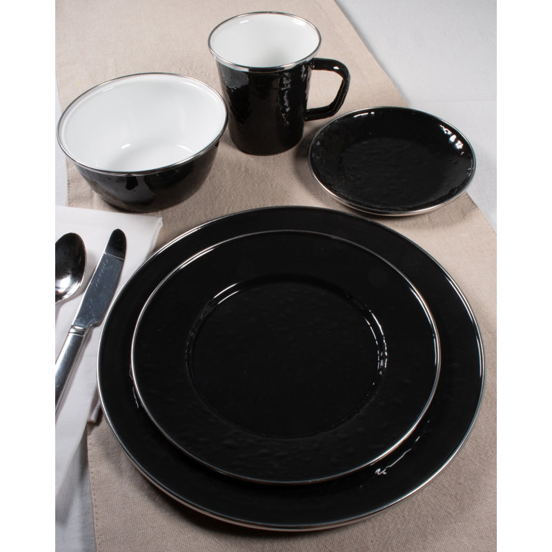 Solid Enamelware Dinner Plate, Solid White Textured