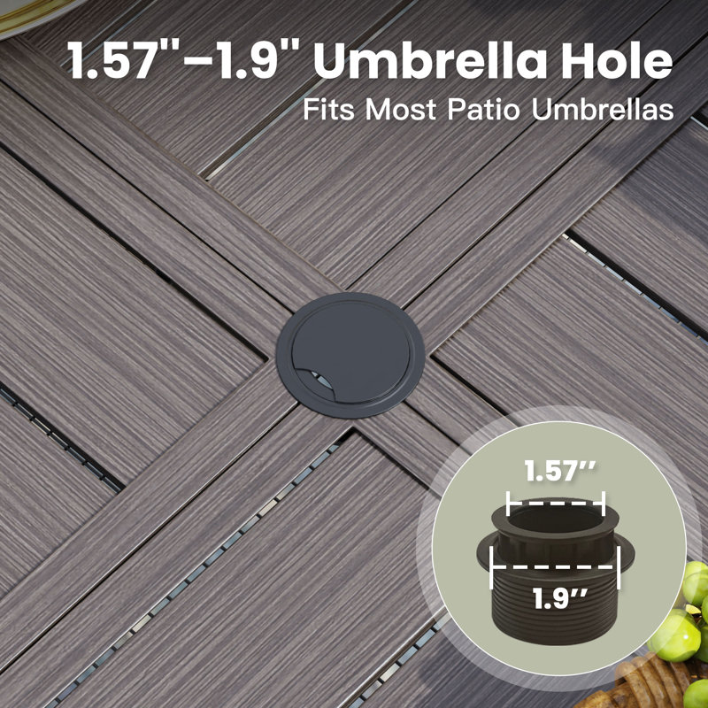 Table de salle à manger de patio 47 po avec tablette de rangement Nicastro, Bois brossé gris