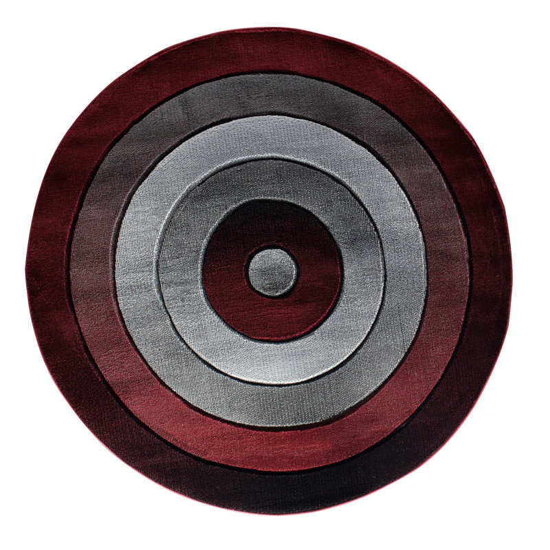 Tapis gris / rouge Antwonne, Rond 8 pi 1 po