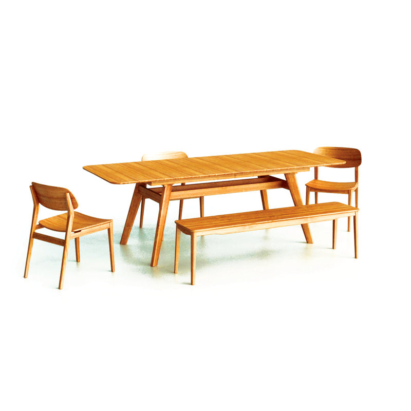 Currant Extendable Trestle Dining Set, Caramelized, 17.5" H x 64" W x 14" D