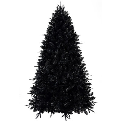 6ft Black Artificial Christmas And Decor Tree, 350 White , 1460 Pe+ Tips, Hinged Structure, Metal Stand, Secure Long - Term Use Tree With Led Lights, Perfect For Decor, Branches Base Stability