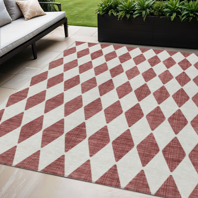 Tapis d'intérieur géométrique lavable antidérapant 5 pi x 8 pi bourgogne