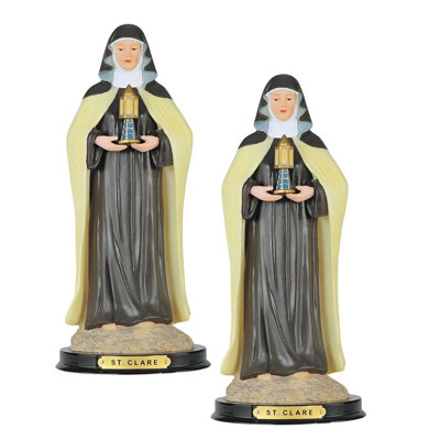 "2-PC Set" ICE ARMOR 12"H Saint Clare Statue St. Clare of Assisi Holy Figurine  Figurine Statue Ornament Home/Room Decor and Perfect Gift Ideas for House Warming, Holidays and Birthdays Great Collectible Addition