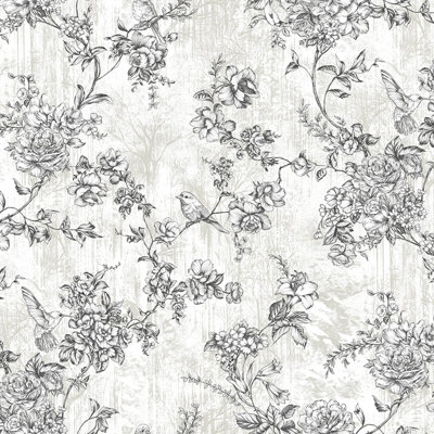 Papier peint floral à motif floral chinois l 41,7 po x H 393 po Chinoiserie
