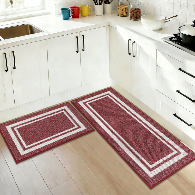 Tapis de cuisine Caylon avec envers antidérapant, tapis de cuisine 2 pièces super absorbants et lavables à la machine - Tapis résistant à la saleté pour la cuisine, la salle de lavage et l'entrée