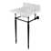 Edwardian Marble White/Matte Black Metal Oval Console Bathroom Sink with Overflow