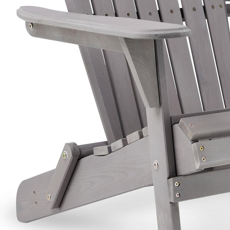 Solid Wood Folding Adirondack Chair, Gray