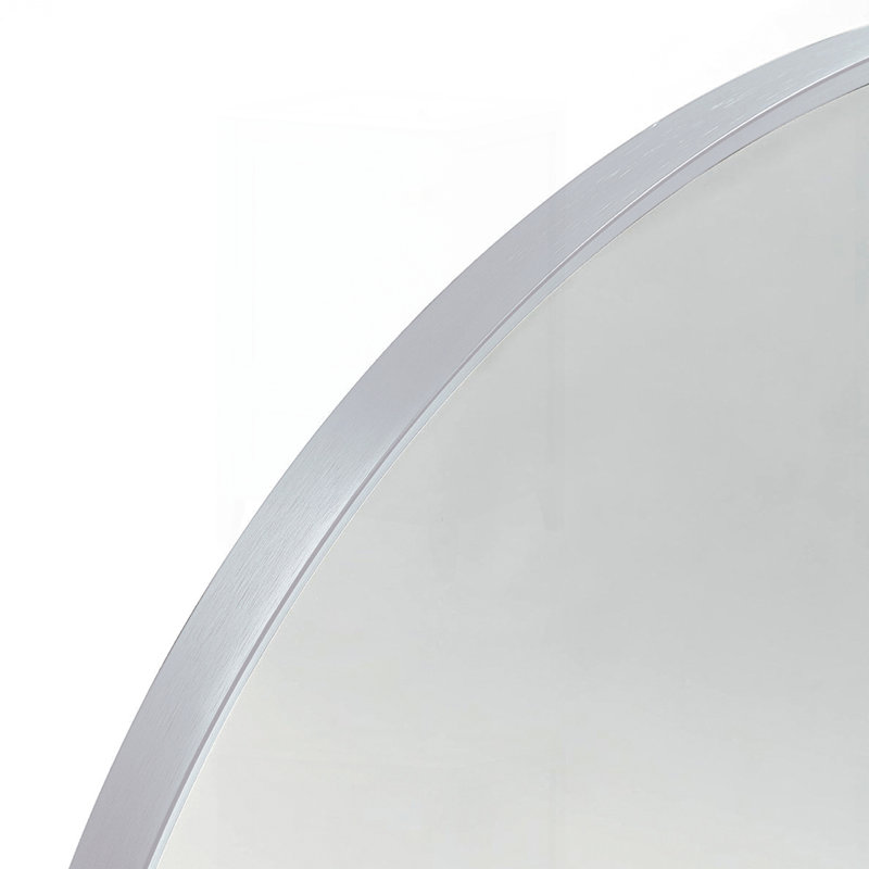 24X32 Inch Metal Framed Arched Bathrrom Mirror, Silver, 32" x 24"