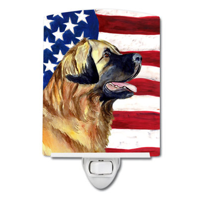 USA American Flag with Fox Terrier Ceramic Night Light