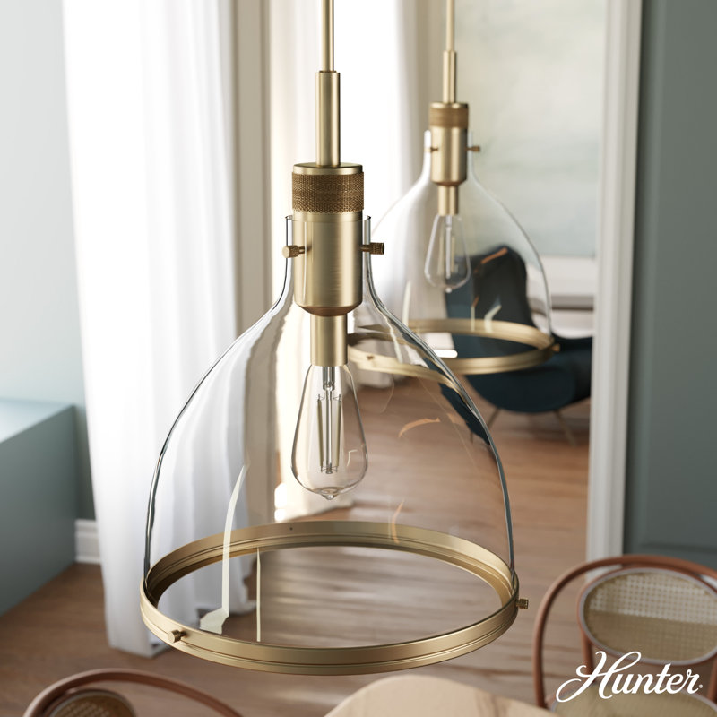 Van Nuys 1 Light Bell Pendant, Alturas Gold, 22.25" H x 16" W x 16" D