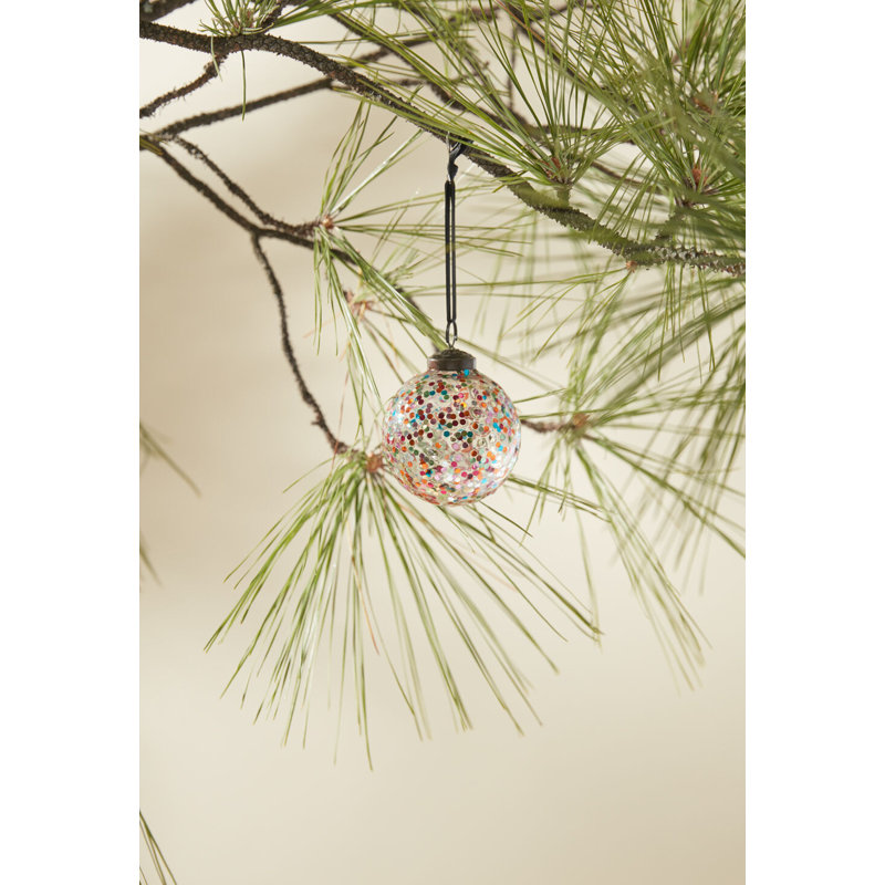 Rainbow Glitter Ornament, 2.75" H x 2.75" W x 2.75" D