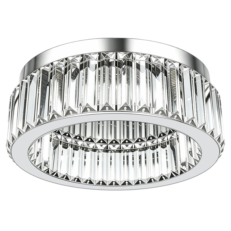 Plafonnier moderne encastré en cristal de 32 cm avec luminaire chromé pour salon ou chambre à coucher, Chrome