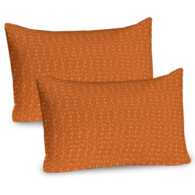 Burnt Orange Geometric Microfiber Pillow Shams, 2 Pack
